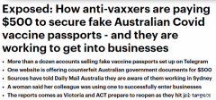 花$500就能买到假“疫苗护照”，已有澳人成功骗