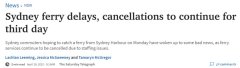 悉尼渡轮出现延误和取消，因人手不足及交通免费，出行做好规划