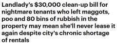 到处都是粪便、蛆虫和垃圾！澳洲租户留下一片狼藉，维修费或达$30,000！房东：不知道还能不能再出租（合影）