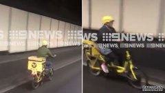 悉尼送餐司机被拍到在Eastern Distributor骑着电动自