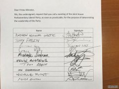 推翻特恩布尔的43名自由党国会议员名单