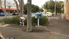 一名男子在离公厕几米外的绿化带上拉屎