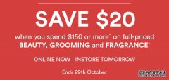 DAVID JONES BEAUTY OFFER:$150减$20