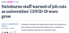又一所澳洲大学警告要裁员！新冠疫情致留学生