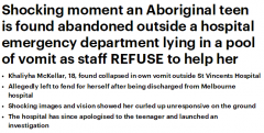 澳原住民女孩在医院外昏倒，竟无医护上前施救