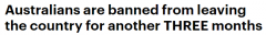 澳洲国际旅行禁令延长3个月，PR及公民9月17日前