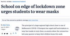 不理会医疗官建议，维州学校要求学生戴口罩！