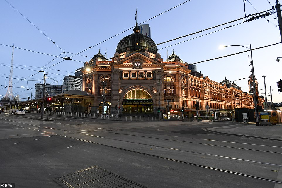 As the first night of stage four lockdown approached, even the usually busy Flinders Street station was deserted