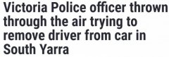 维州警察执法时被汽车甩向空中，摔地受伤！肇