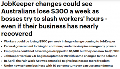 JobKeeper2.0下，就算能领补贴，每周也会损失$300？
