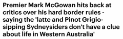 西澳州长回击：“东海岸的政客在悉尼北岸喝着