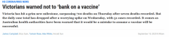 澳疫苗生产巨头警告：维州不要指望疫苗，要学