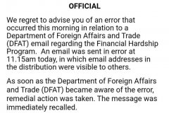 澳洲外交部泄露一千多滞留海外的澳人电邮地址