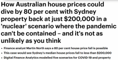 澳洲房价恐暴跌80%，悉尼房价降至$20万？！专家