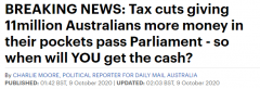 定了！澳政府提前减税正式通过国会表决，1100万