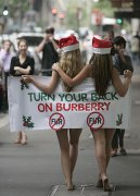 澳大利亚圣诞美女大街上裸体走秀 抗议皮草服装