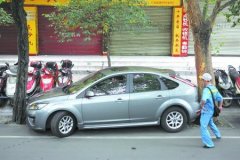 中国超彪悍停车“奇观”:轿车挤入两树之间(图
