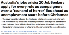 20人申请同一份工作！澳洲失业危机即将到来，失
