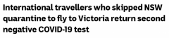国际旅客抵悉尼后未检疫直飞墨尔本，两次检测