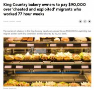 剥削两名移民工 烘焙店老板被重罚9万纽币