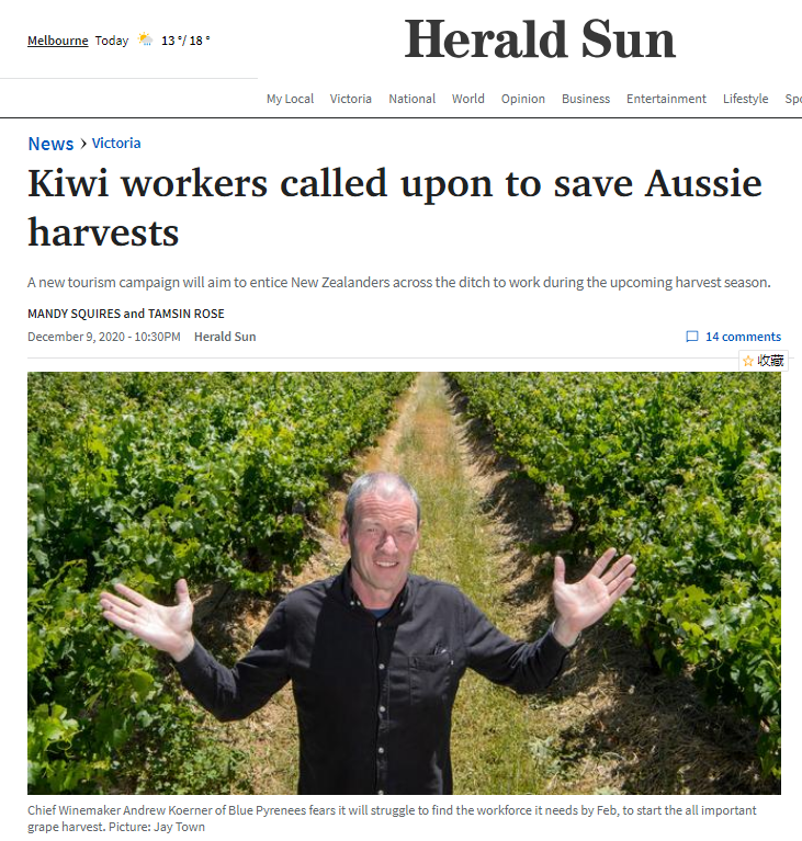 澳大利亚旅游局发起新活动 吸引新西兰工人来农场工作