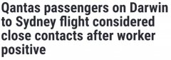 澳航悉尼航班工作人员确诊，所有乘客视为密切