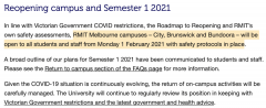 RMIT大学更新2021年S1返校计划：明年2月1号，对全