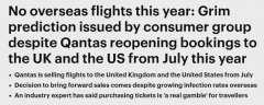 澳航开始预售7月份的国际机票！副总理泼冷水：
