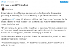 莫里森许诺：我将第一个接受新冠疫苗，各州卫