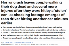 澳街头发生恐怖车祸！夫妇遛狗时被撞当场死亡