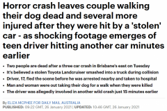 太惨了！澳洲夫妇街头遛狗当场死亡，肇事未成