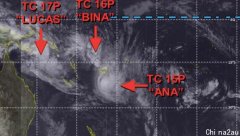 罕见！新西兰北部同时形成3个热带气旋