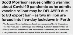 受欧盟限制令影响，澳洲新冠疫苗推广时间或延