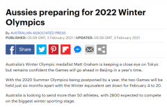 东京奥运会推迟 澳洲选手对北京冬奥会举办充满