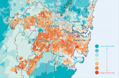 发一张大悉尼2016年的城市热岛效应图