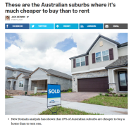 Domain最新分析：在澳37%郊区购房比租房便宜