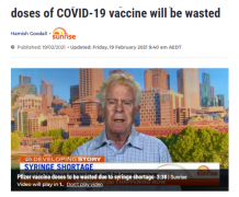 疫苗足够但注射器缺货？澳洲近1/6疫苗或因此被