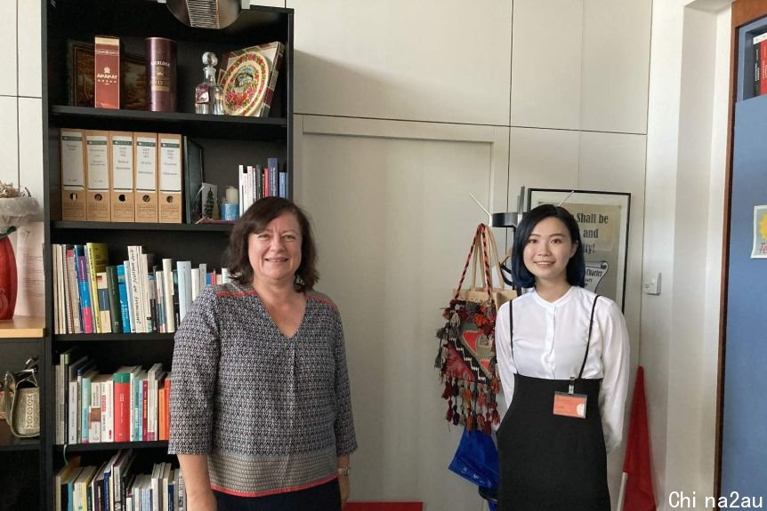 Two women standing in an office in Berlin