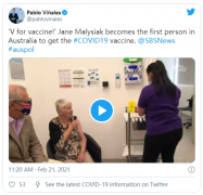 85岁老人成为澳洲第一个打疫苗的人！