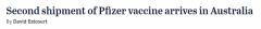 第二批辉瑞疫苗运抵澳洲！卫生部长：每周能收