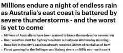 澳洲气象局连发19条警报！悉尼今明迎来连续雷暴