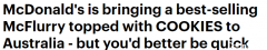 有口福了！澳洲麦当劳引进热销口味McFlurry冰淇淋