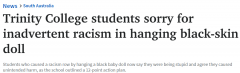 Trinity College学生因虐待黑色皮肤玩偶道歉！该校