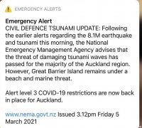 实时更新|新西兰所有地区海啸警报已解除