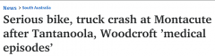 阿德发生大货车与摩托车相撞事故！一青少年生