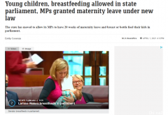 南澳通过新法律 允许议员带幼儿去上班并在议会