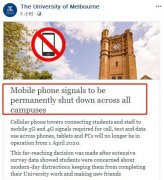 墨大官宣所有校园永久禁止手机信号！墨尔本C