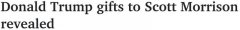 价值不菲！特朗普曾赠莫里森上万澳元礼品！