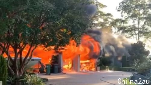 A house is on fire on the NSW Central Coast, north of Sydney.