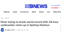 惊呆！悉尼男子挑战世界纪录！连续24小时“水下